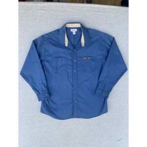 Carhartt Mens XL Long Sleeve Blue Button Up Workwear Heavy Cotton Pocket